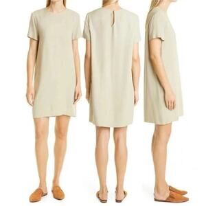 Jenni Kayne Palmer Crepe Short Sleeve T-Shirt Dress Khaki Willow Women's Size M